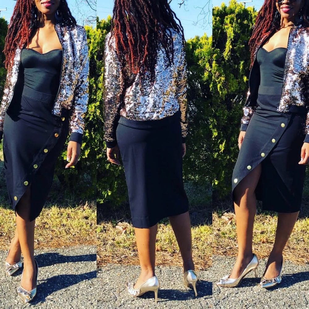 Worthington Black Asymmetrical Midi Pencil Skirt